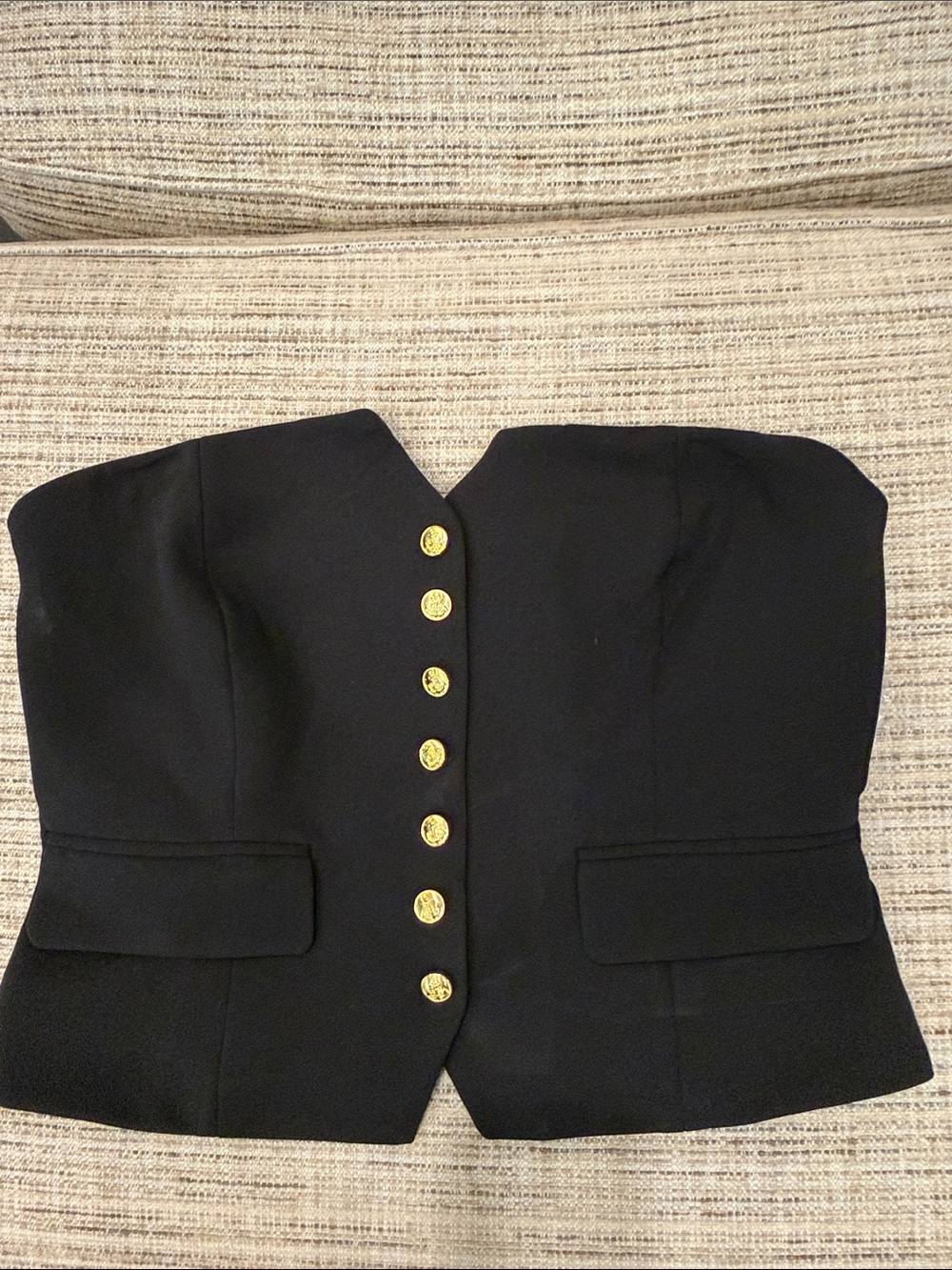 Aqua Black Strapless Corset Top with Gold Buttons Brand New Size Medium - Picture 10 of 14